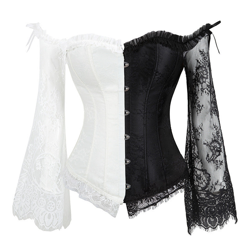 Dame Korsettop i Blonder med Lange Ærmer – Overbust Bustier