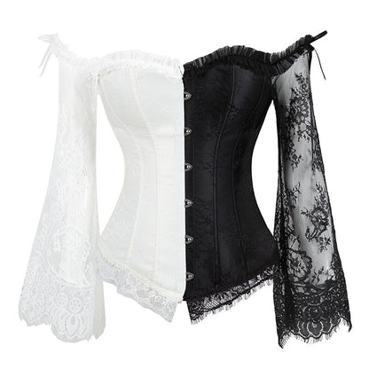 Dame Korsettop i Blonder med Lange Ærmer – Overbust Bustier