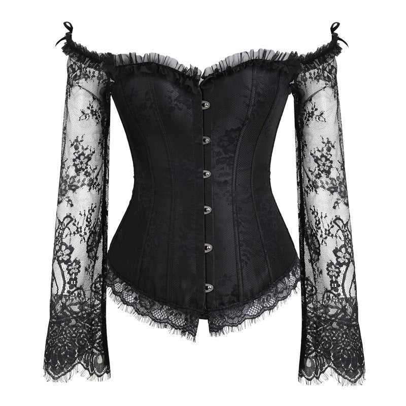 Dame Korsettop i Blonder med Lange Ærmer – Overbust Bustier