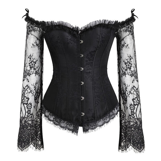 Dame Korsettop i Blonder med Lange Ærmer – Overbust Bustier