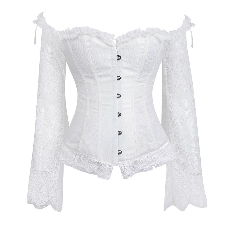 Dame Korsettop i Blonder med Lange Ærmer – Overbust Bustier