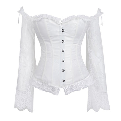Dame Korsettop i Blonder med Lange Ærmer – Overbust Bustier